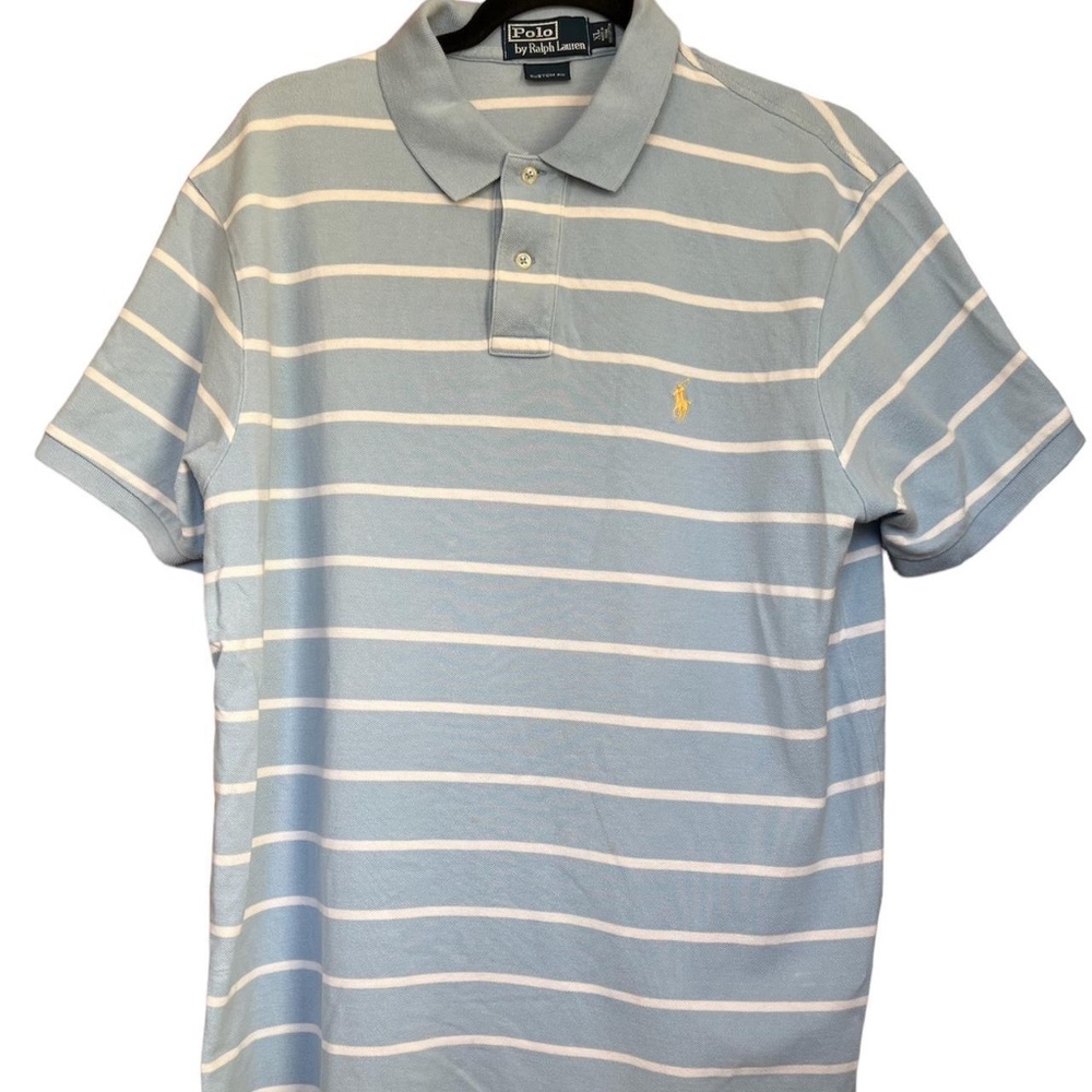 Polo Ralph Lauren light blue and white stripe shirt